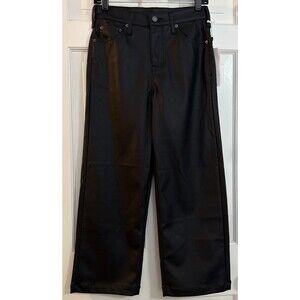 Fidelity Jeans 26 Modern American Savannah Black Faux Vegan Leather Pants NWT
